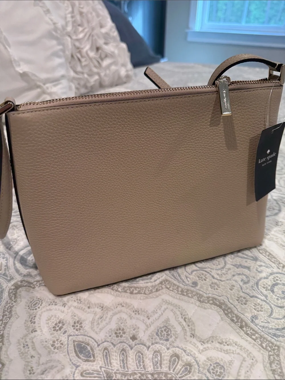 kate spade Pebble Leather Crossbody in Beige